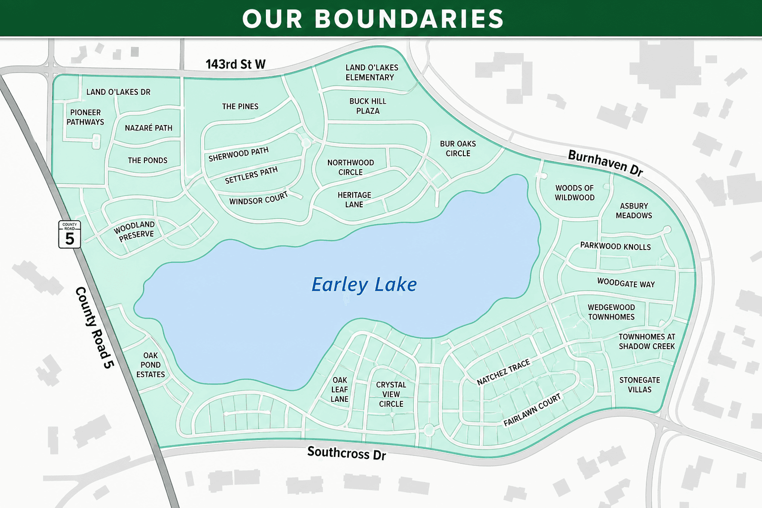 Map of Earley Lake neighborhood boundaries in Burnsville, Minnesota